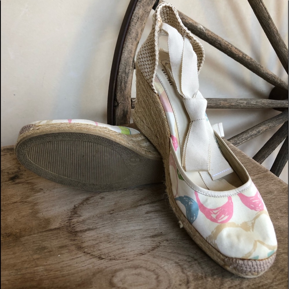 COACH🌷Espadrilles Cute Signature Ankle Tie Wedges - Picture 8 of 12